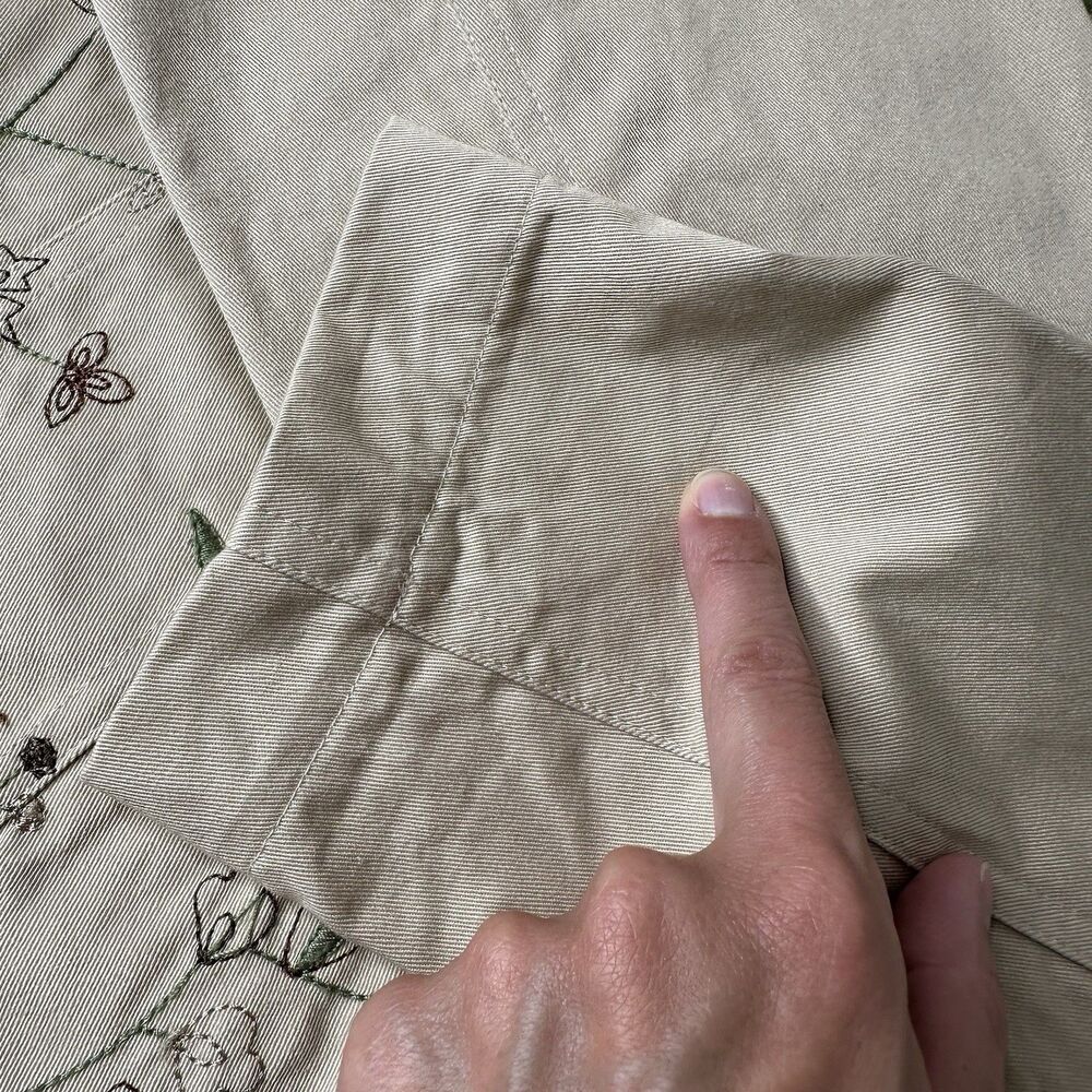 Tantrums Embroidered Floral Khaki‎ Jacket Size XL Vintage Fall Cottagecore Boho - Picture 14 of 16